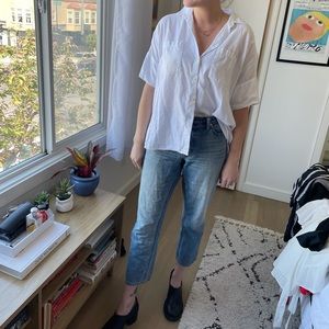 Madewell Boxy White Collared Tee